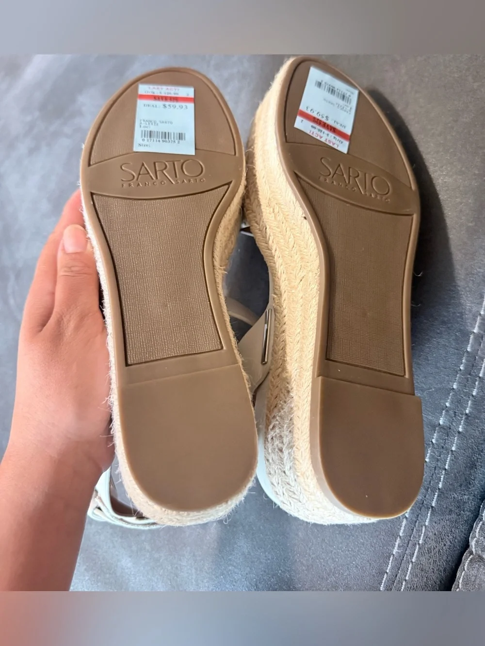 Franco Sarto Cream and Natural Espadrille Platform Sandals